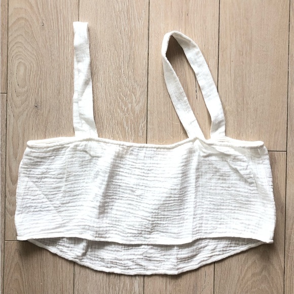 Reformation Cotton Gauze Cropped Top in White Size 8 - Picture 7 of 7